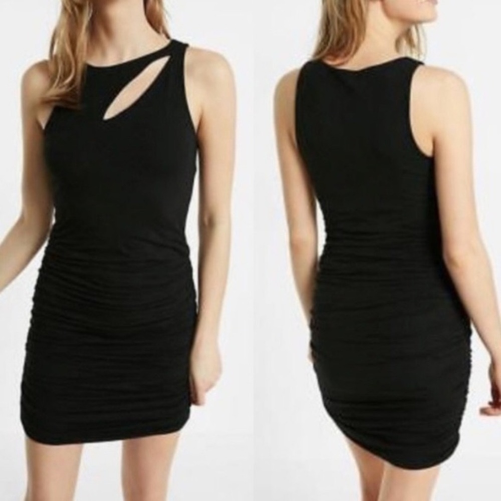 Express black ruched dress with cutouts size small
